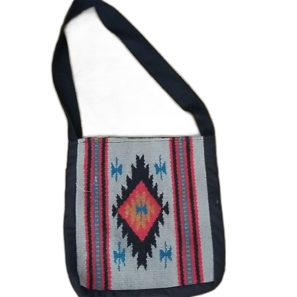 Southwestern Geometric Shoulder Bag Red Black Woven Tribal Bohemian Purse
